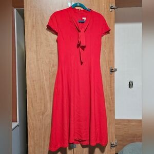 Eva Mendes Red Midi Dress